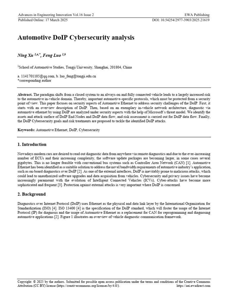 Automotive DoIP Cybersecurity Analysis | PDF | Internet Protocol Suite ...