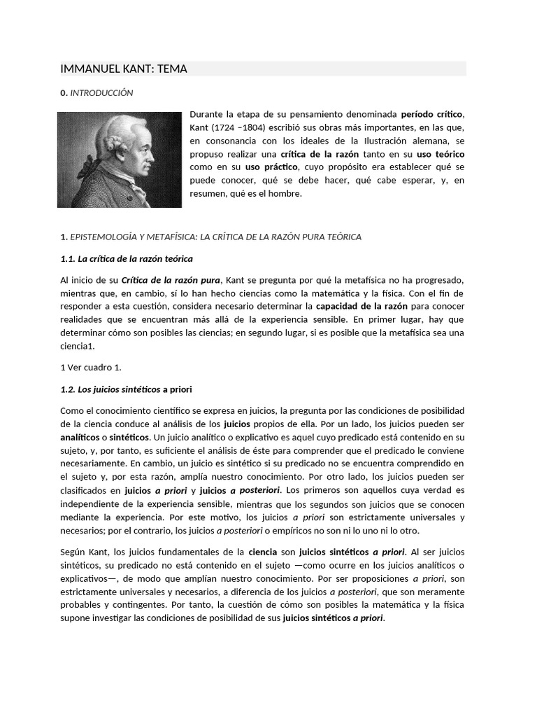 Crítica de la razón en Kant | PDF | A priori y a posteriori | Immanuel Kant