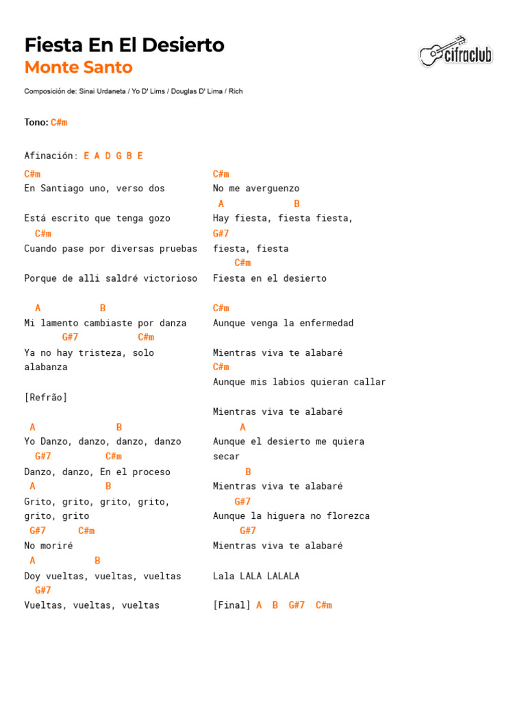 Fiesta en el Desierto: Letra Completa | PDF