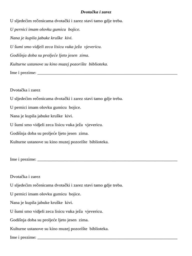 Dvotačka I Zarez | PDF