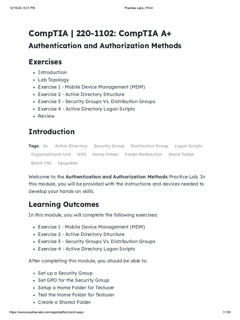 Module 14 Authentication and Authorization Methods | PDF | Group Policy ...