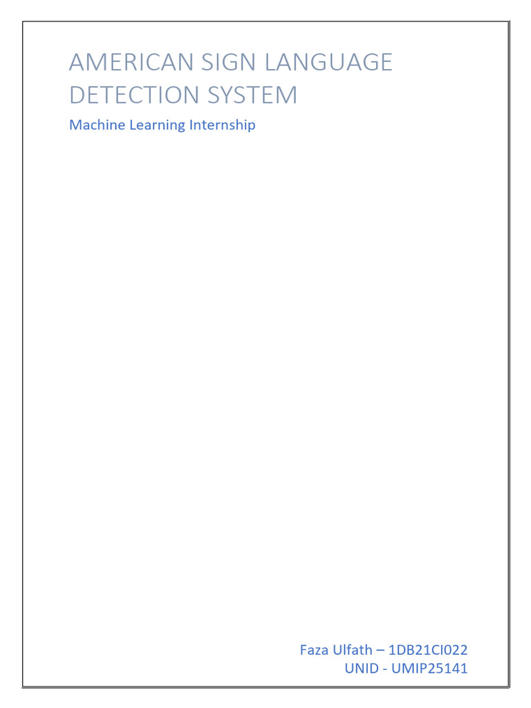 American Sign Language Detection System | PDF | User Interface ...
