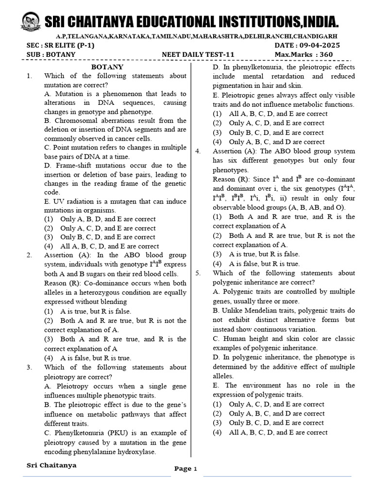 MCQs on Linkage and Crossing Over | PDF | Dominance (Genetics ...