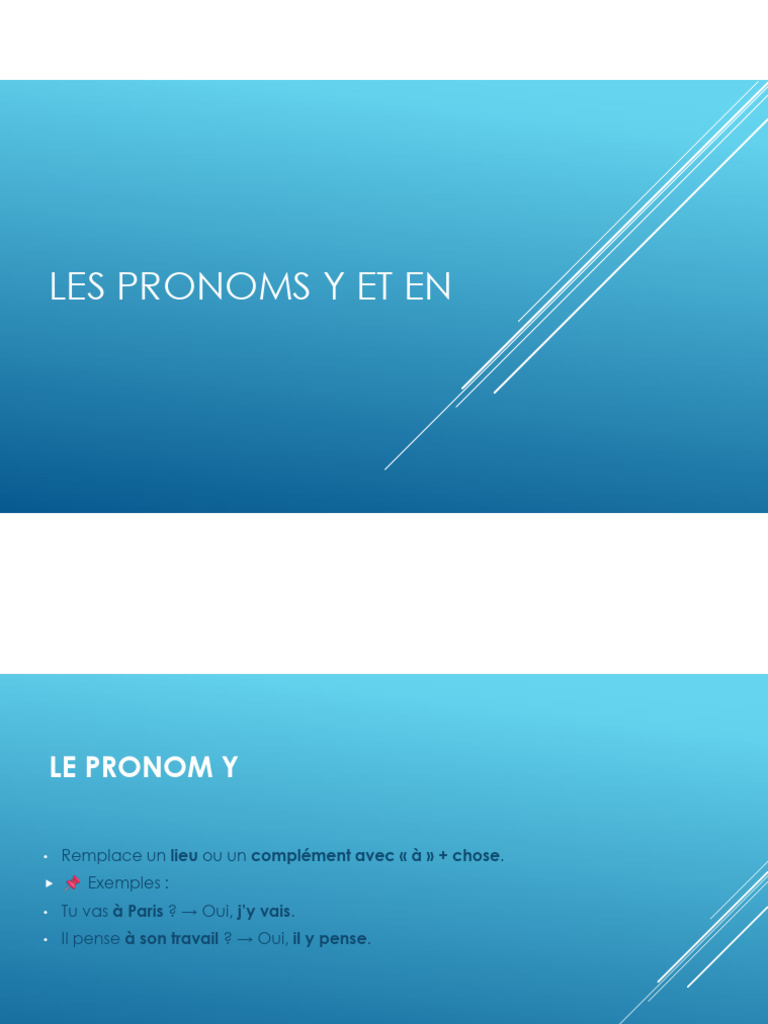 Exercices sur les pronoms Y et EN | PDF
