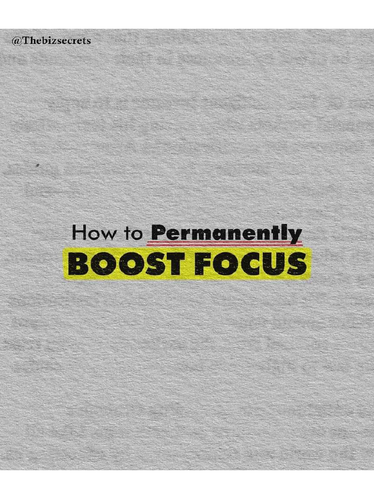 How To Permanently Boost Focus | PDF