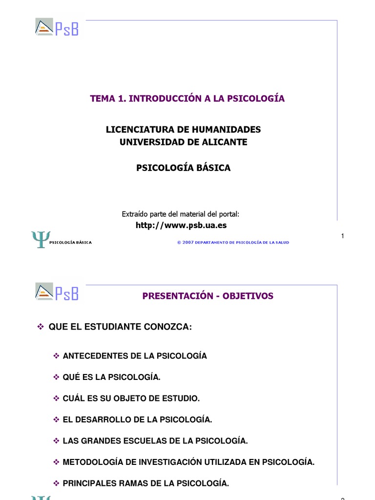 Tema 1 - Introduccion A La Psicología | PDF
