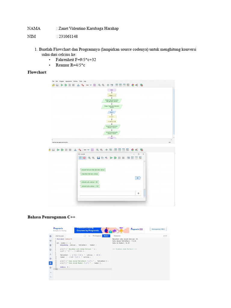 Program C++ untuk Konversi Suhu dan Luas | PDF