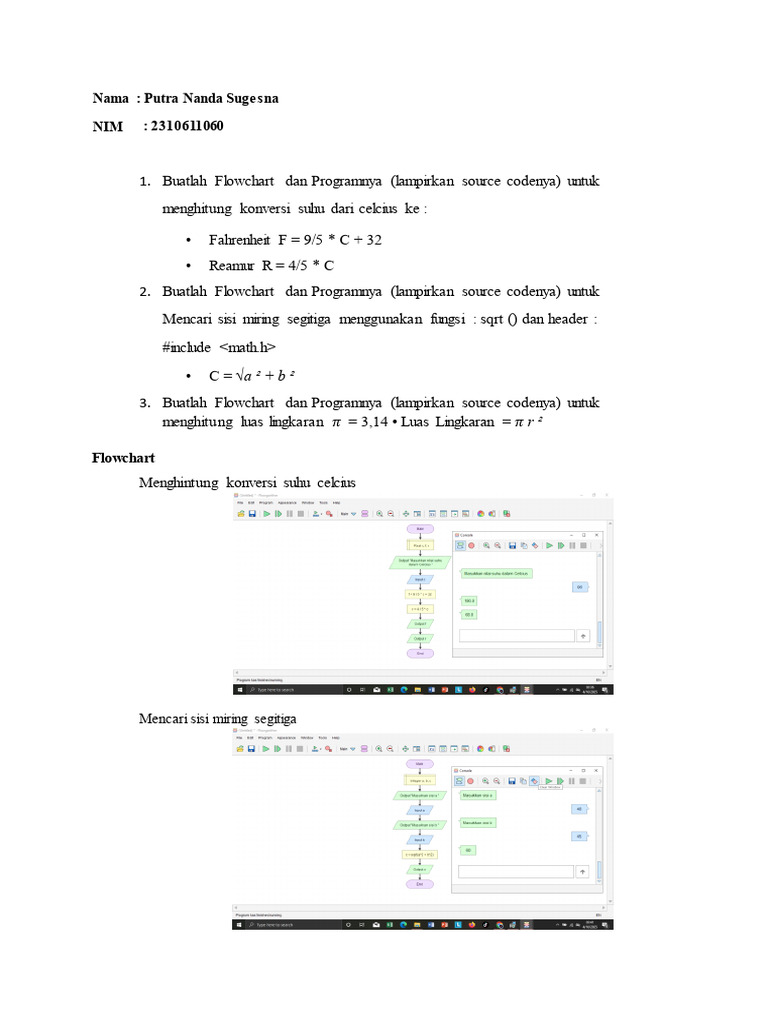 Flowchart dan Program C++ Konversi Suhu | PDF