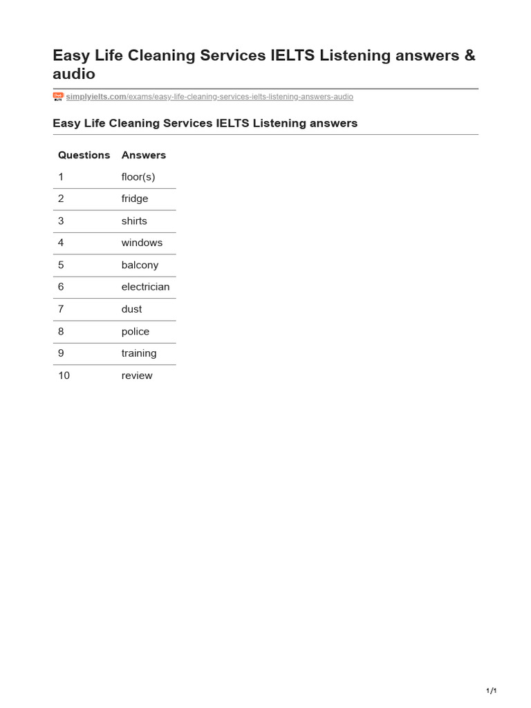 Easy Life Cleaning Services Listening Script