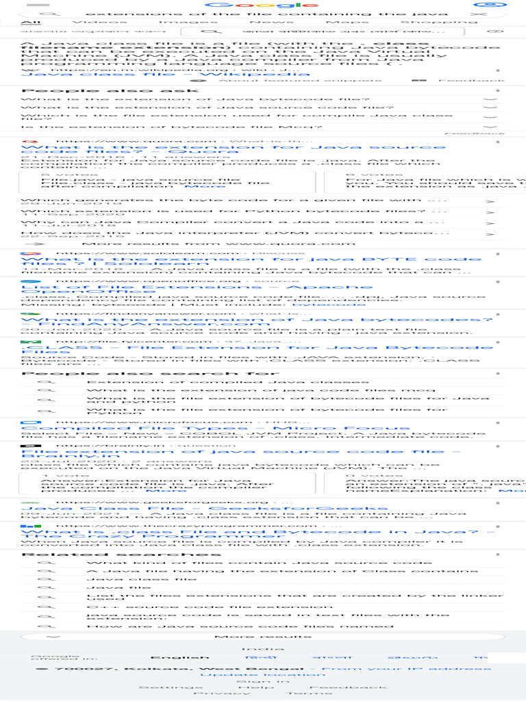 Extensions of the Files Containung the Java Byte Code and Source Cose ...