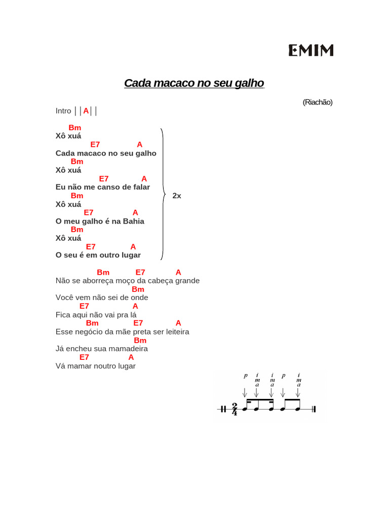 Cada Macaco no Seu Galho: Letra e Análise | PDF