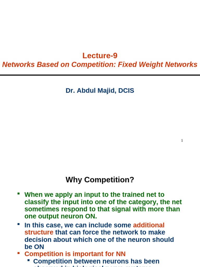 Fixed Weight Competitive Networks | PDF | Computational Science ...