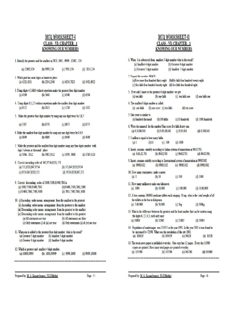 CH 1 Knowing Our Numbers 2 | PDF