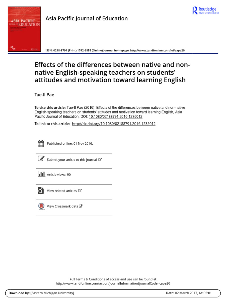 NESTs vs. NNESTs: Impact on Student Motivation | PDF | English As A ...