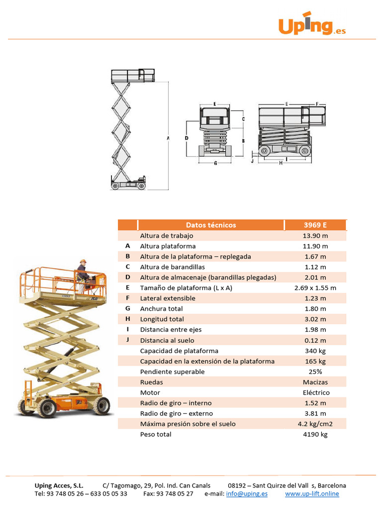 Tijeras Eléctricas JLG 3969 E: Especificaciones | PDF