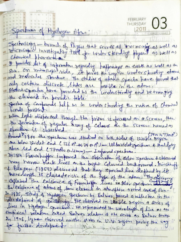 Types of Spectra & Spectum of Hydrogen Atom | PDF