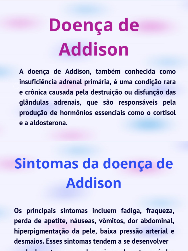 Doenca-de-Addison | PDF | Doenças e distúrbios humanos | Remédio