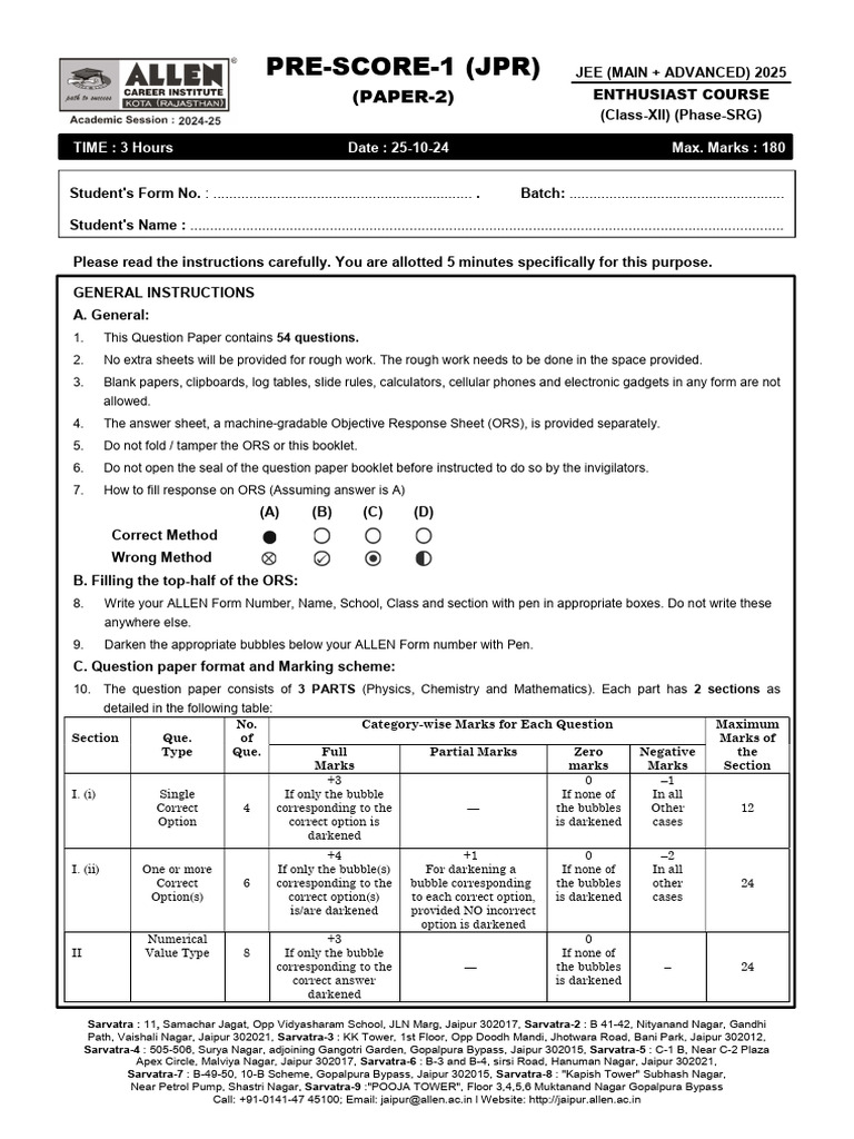 XII-Pre-Score-1-SRG-P-2-SC | PDF | Function (Mathematics) | Numbers