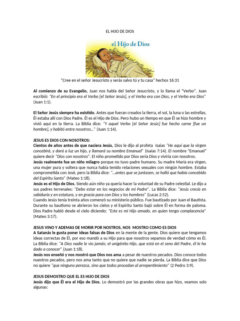 Jesús: El Hijo de Dios y Salvador | PDF | Cristo (título) | María ...