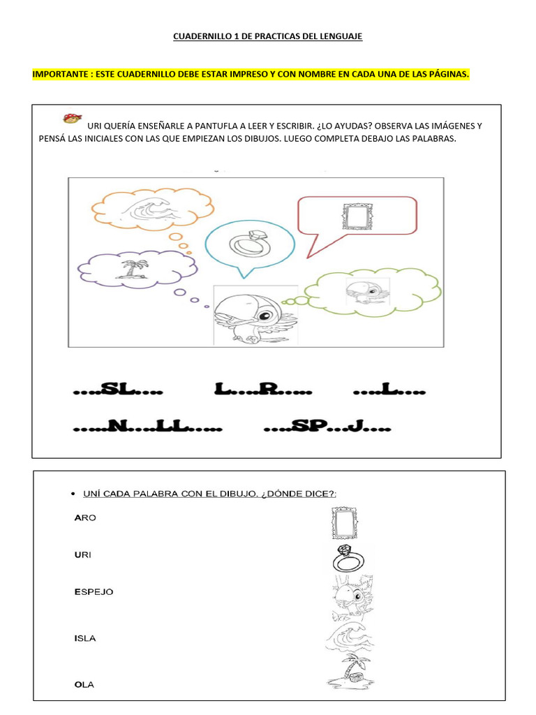 Cuadernillo de Lenguaje para Tercer Grado | PDF