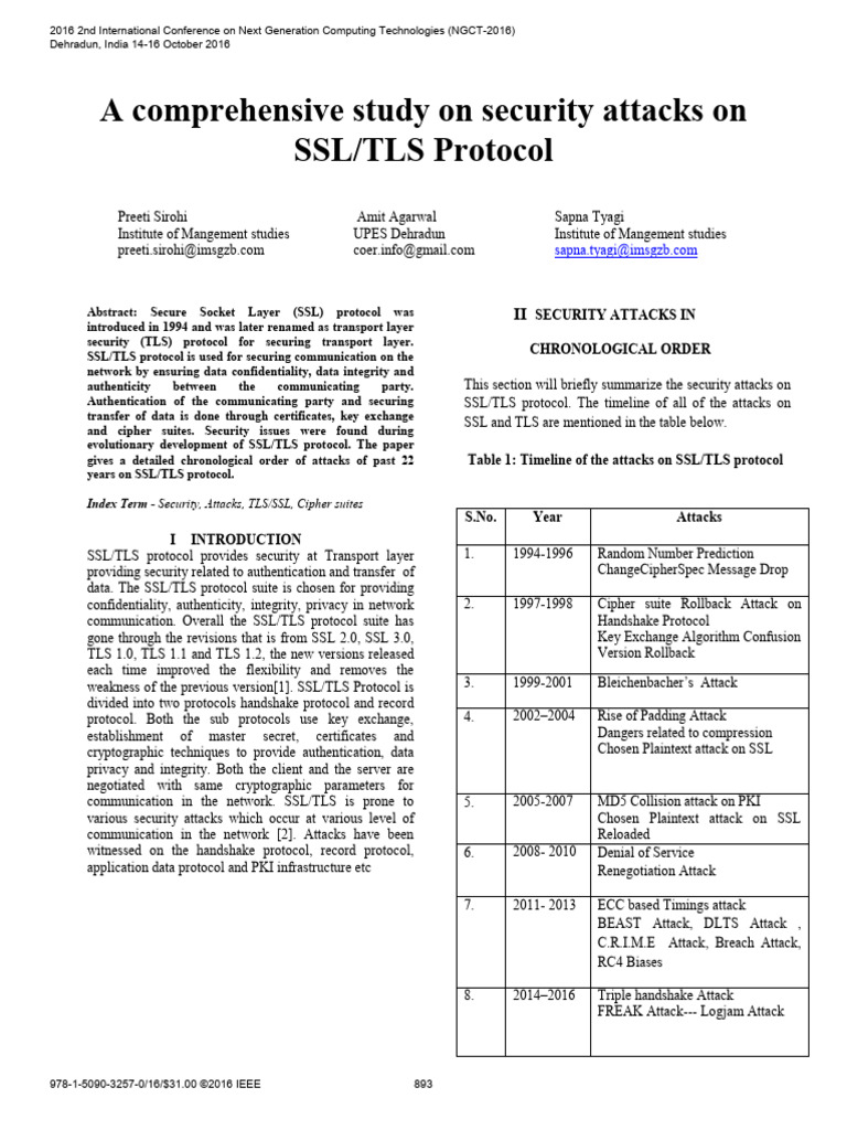 Chronological SSL/TLS Security Attacks | PDF | Transport Layer Security ...