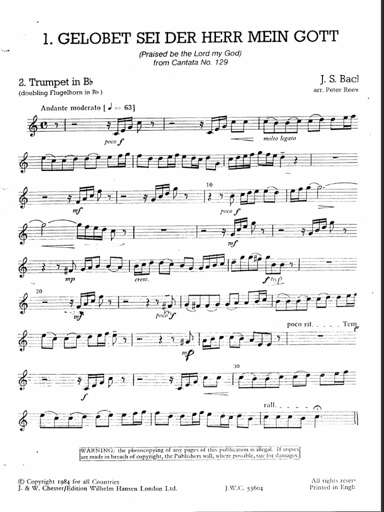 Bach - Three Chorales - 02 Trumpet 2 - Flugelhorn | PDF