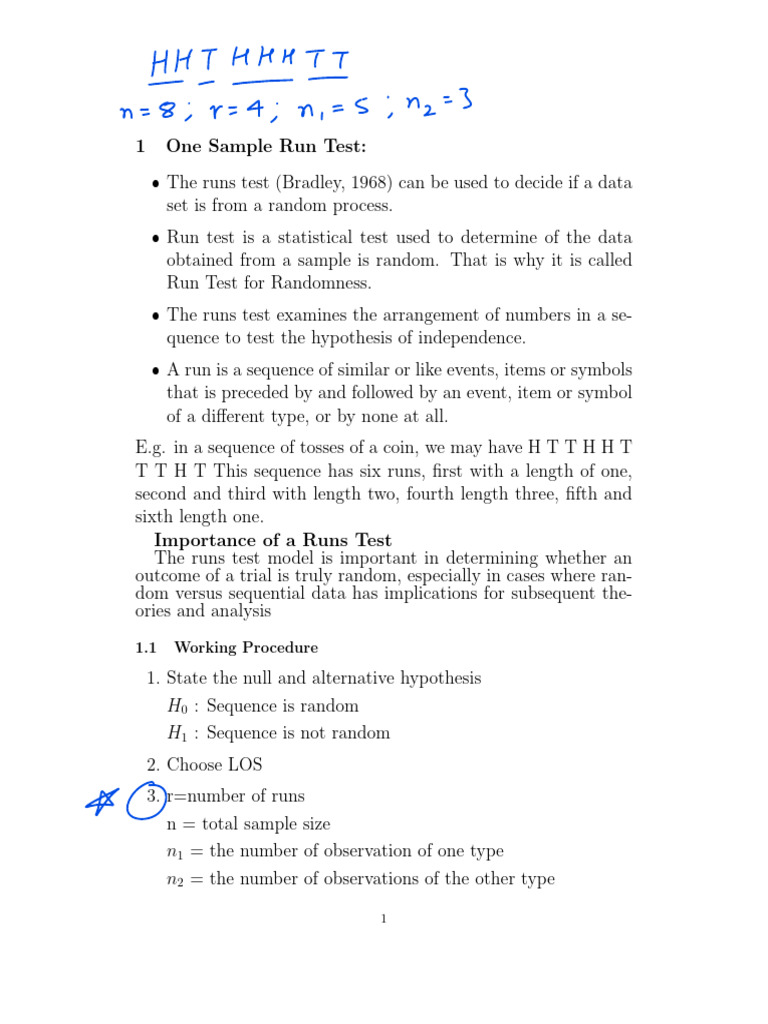 Sm-Unit6-Run Test 1 March | PDF | Null Hypothesis | Statistical ...