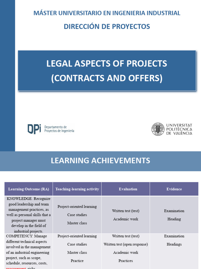 Legal Aspects of Project Management | PDF | Procurement | Project ...