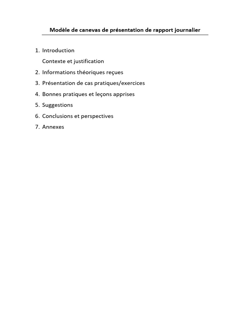 Modèle de rapport journalier détaillé | PDF