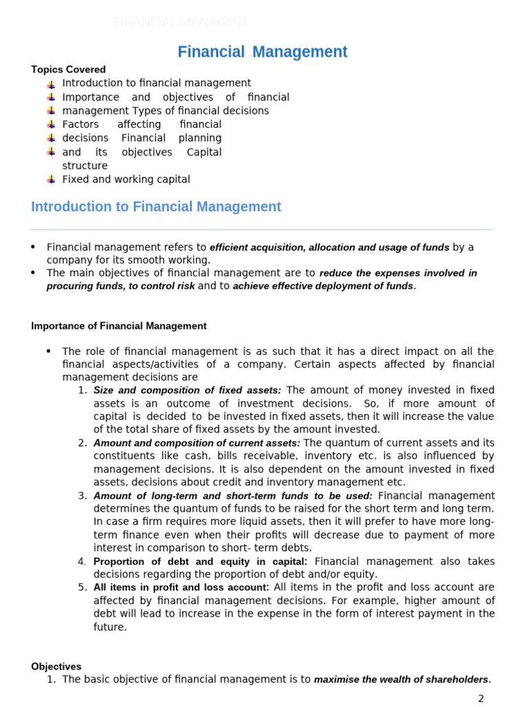 Financial Management Overview and Objectives | PDF | Dividend | Capital ...