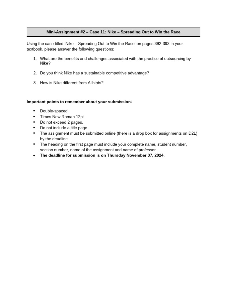 Mini-Assignment 2 Fall 2024 Thursday | PDF