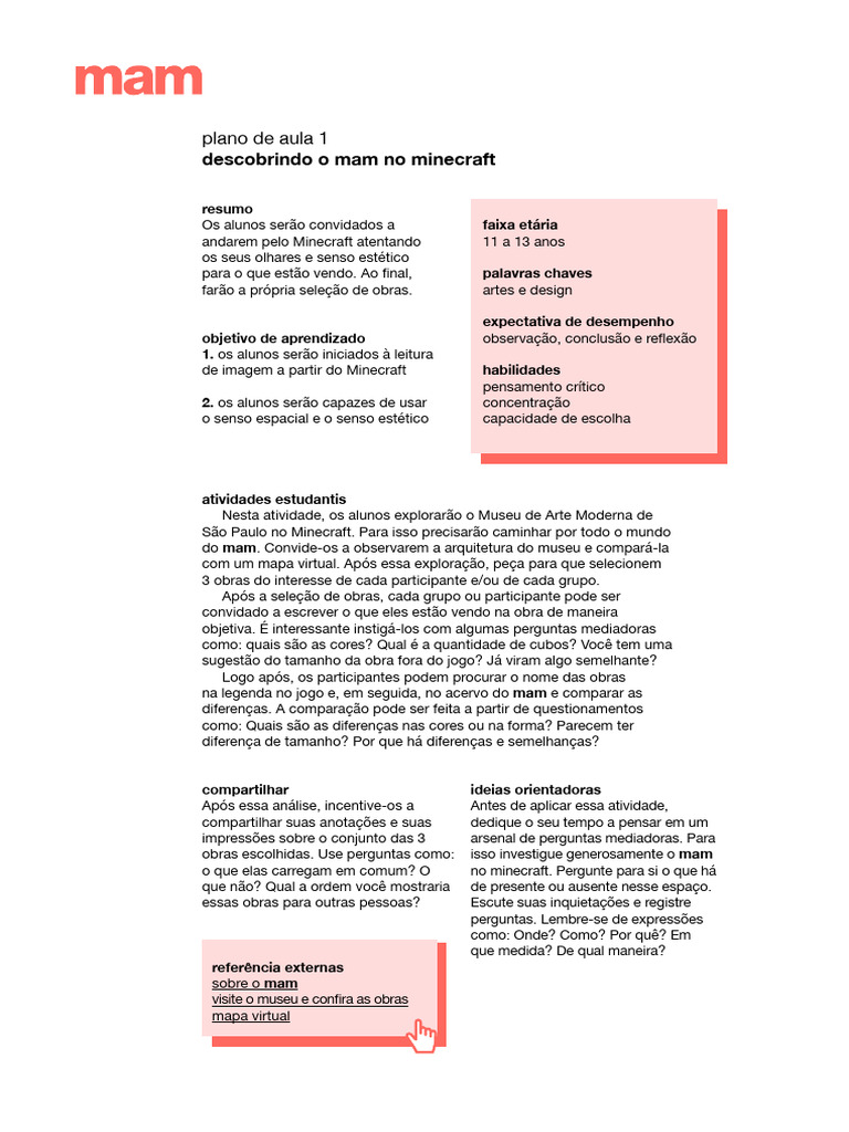 Explorando o MAM no Minecraft | PDF | Minecraft | Museu