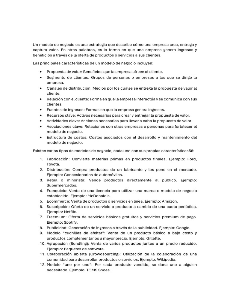 Tipos y Claves de Modelos de Negocio | PDF | Modelo de negocio | Business