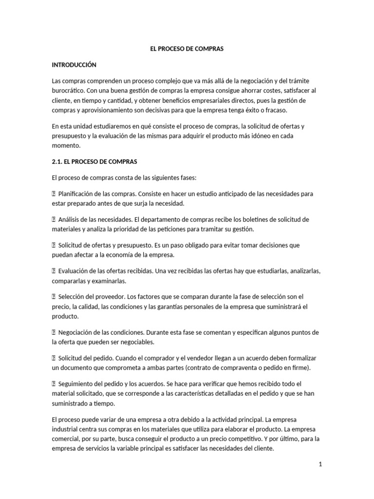 Definición del Proceso de Compras | PDF | Business | Obtención