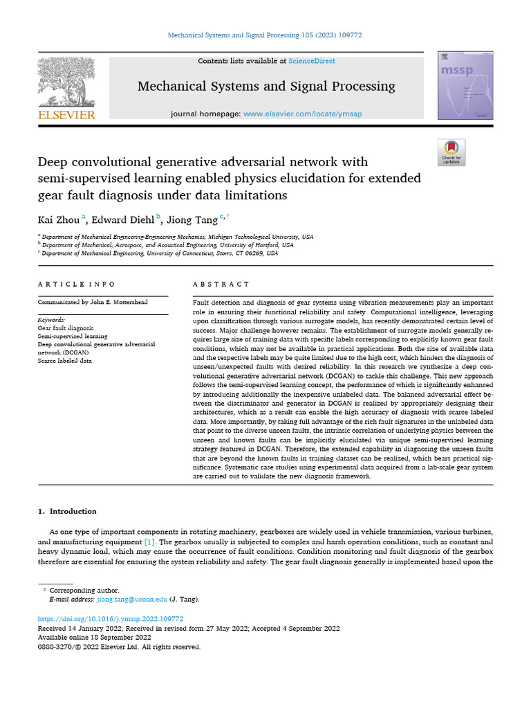 Gear Fault Diagnosis Using DCGAN | PDF | Deep Learning | Statistical ...