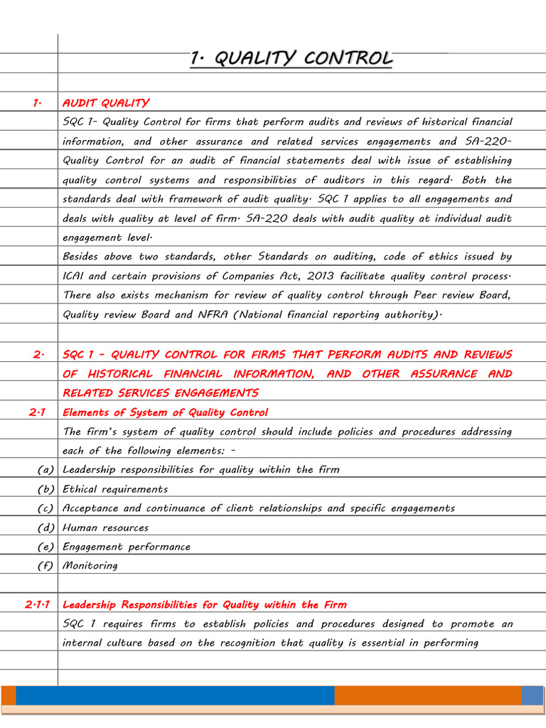Quality Control | PDF | Audit | Auditor's Report
