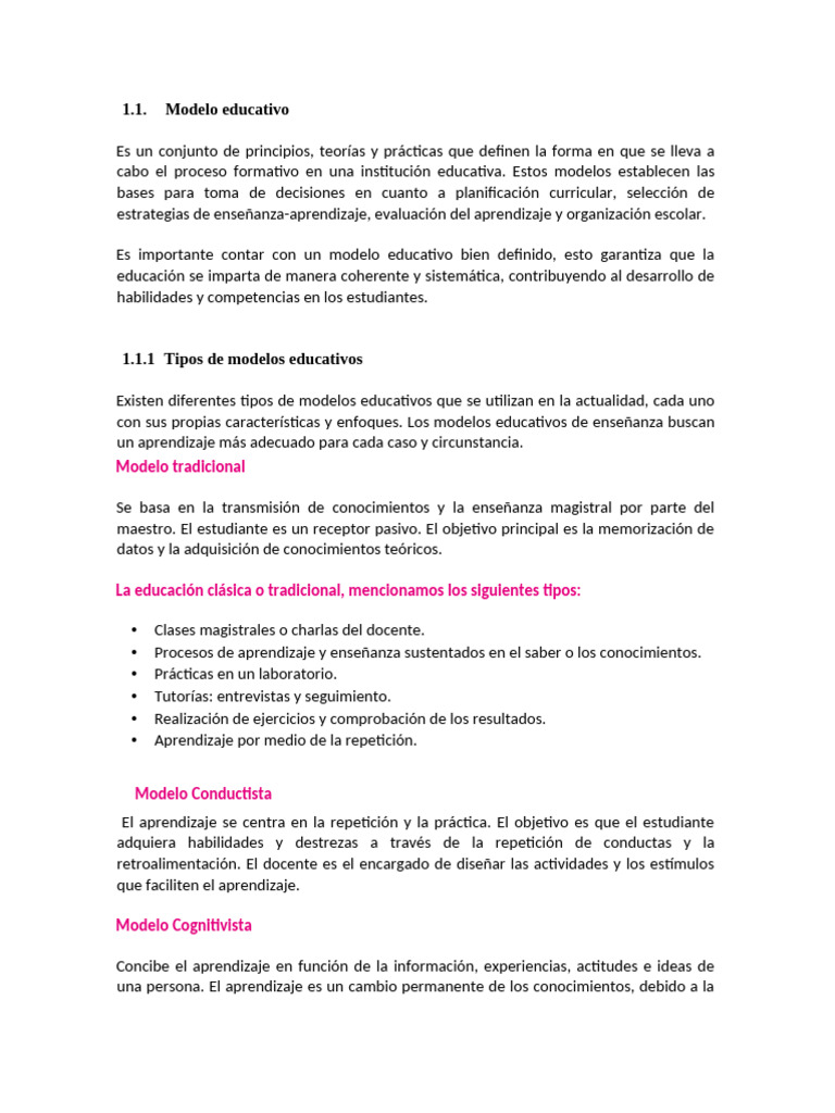 Tipos y Principios de Modelos Educativos | PDF | Aprendizaje ...