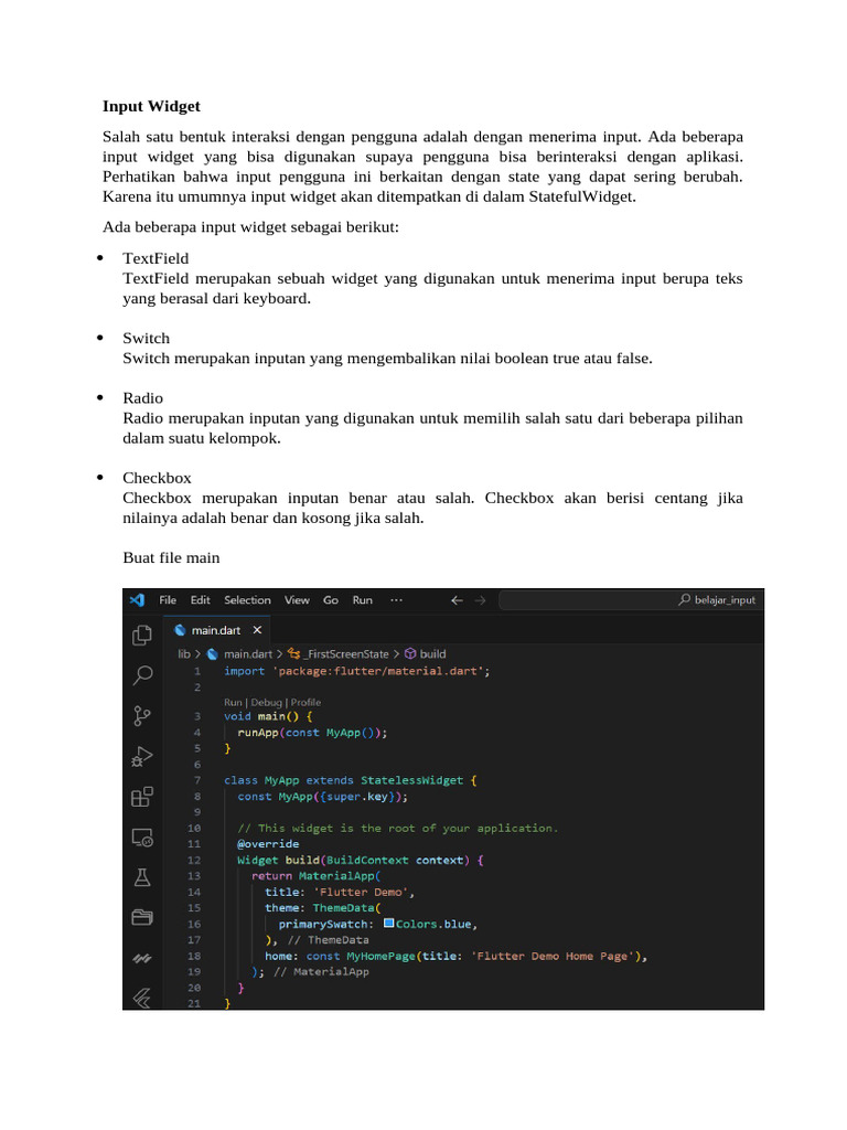 Panduan Input Widget di Flutter | PDF