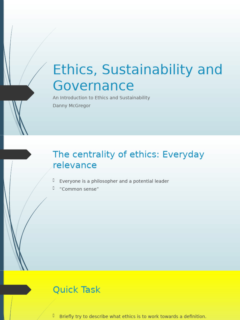 Ethics in Governance and Sustainability | PDF | Reason | Business Ethics