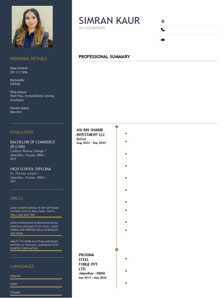 Simran CV | PDF | Accounting | Regulatory Compliance
