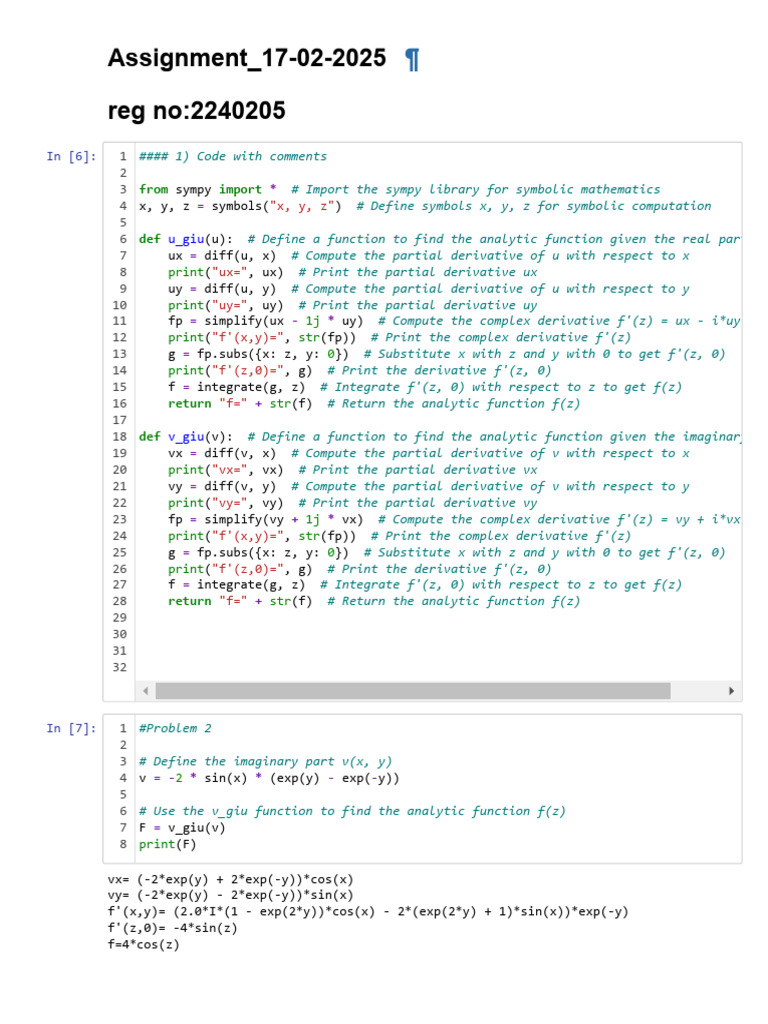 Analytic Function Calculation in Python | PDF | Function (Mathematics ...