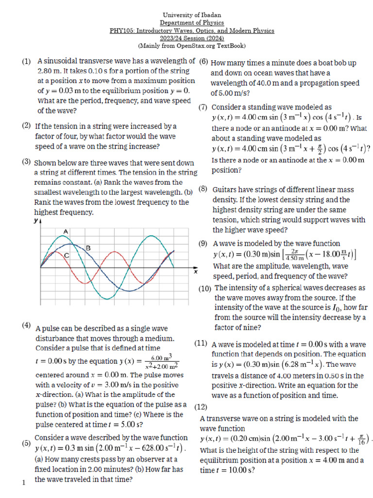 Intro to Waves and Optics - PHY105 | PDF | Frequency | Sound