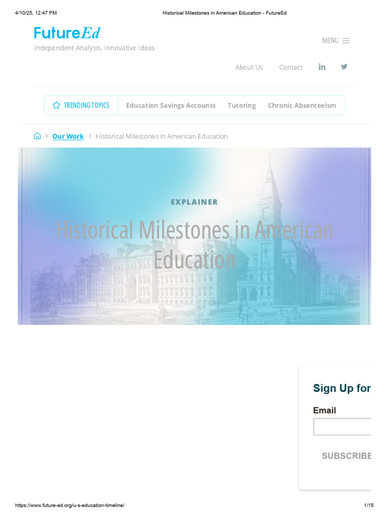 Historical Milestones in American Education - FutureEd | PDF | No Child ...