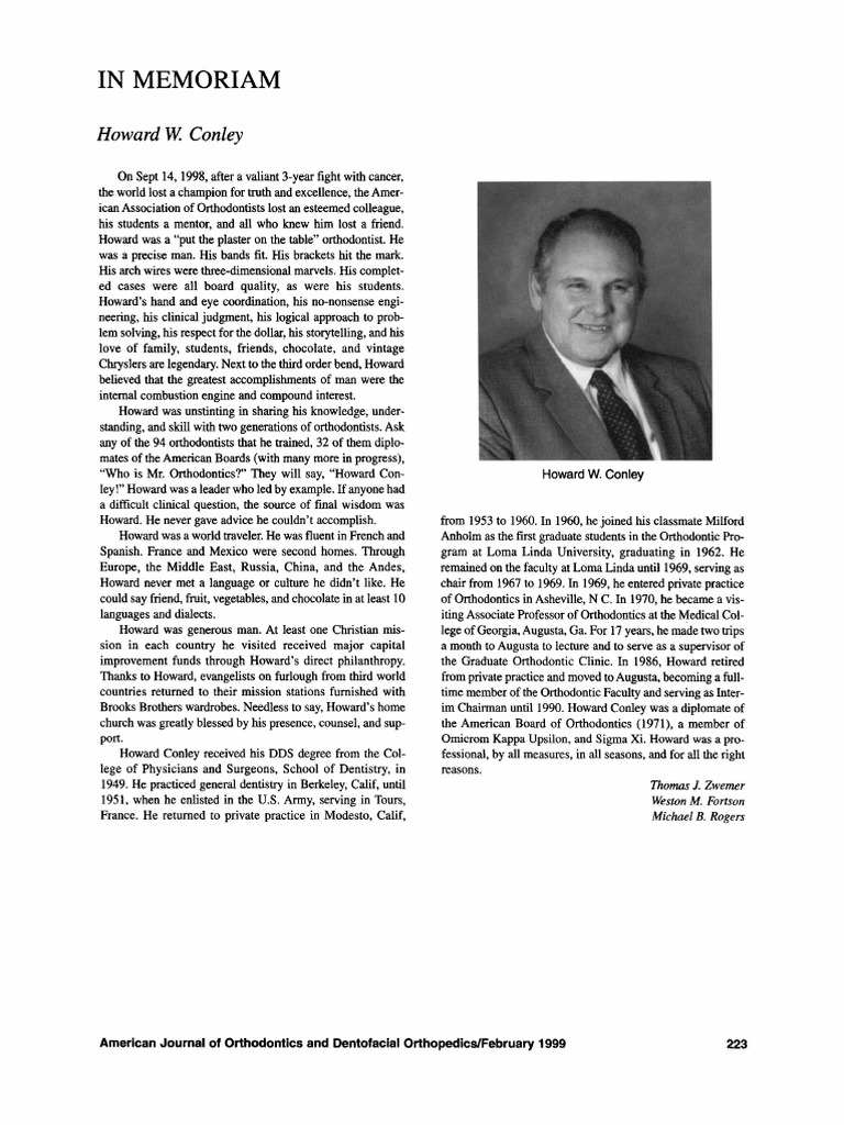 Howard W. Conley Ymod | PDF | Orthodontics | Clinical Medicine