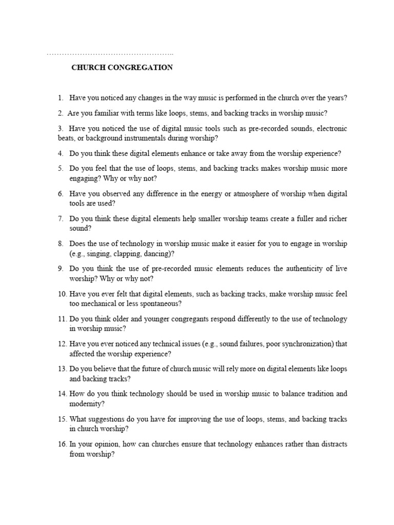 Interview Questions | PDF | Contemporary Worship Music