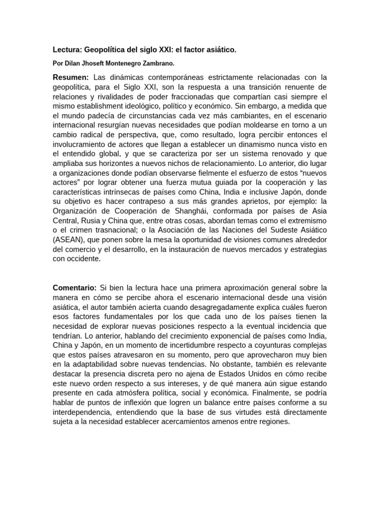Geopolítica Asiática en el Siglo XXI | PDF | China | Política mundial