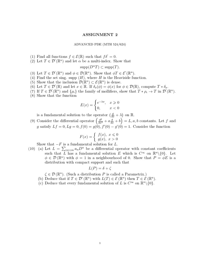 Advanced PDE Assignment Solutions | PDF | Mathematical Physics ...