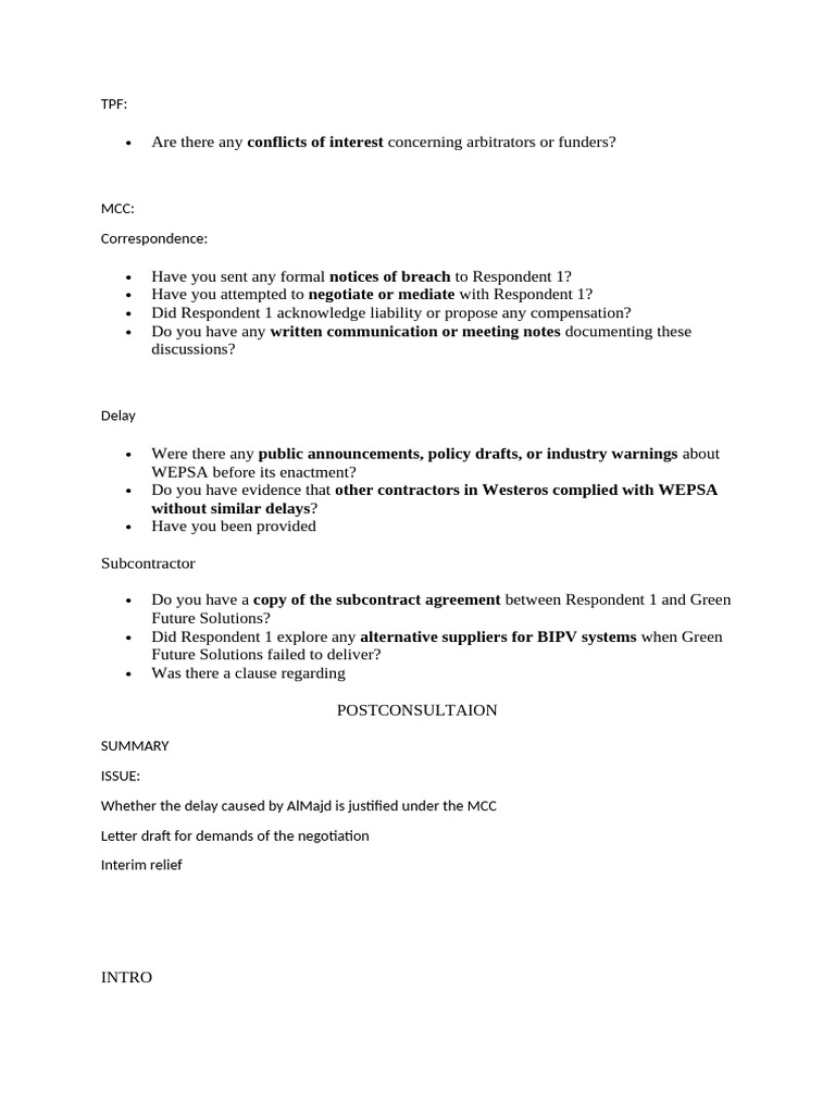 Arbitration and Delay Issues Summary | PDF
