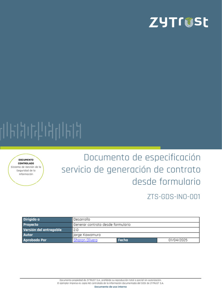 Especificación API Contratos ZYTRUST | PDF | Información | Informática