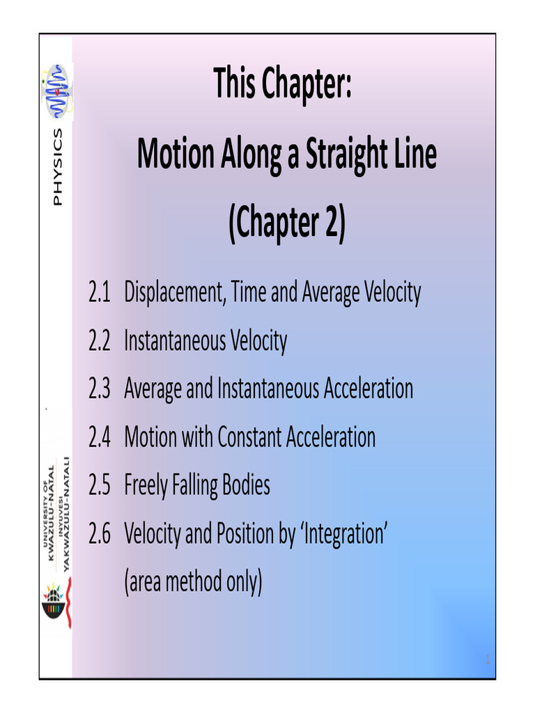 Ch02 Motion in One Dimension | PDF | Velocity | Acceleration